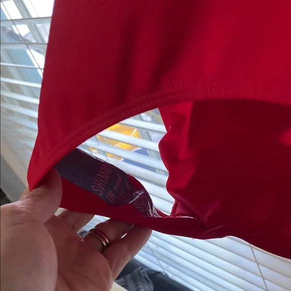 SPANX Red Long Sleeve One Piece Swimsuit - Picture 4 of 5
